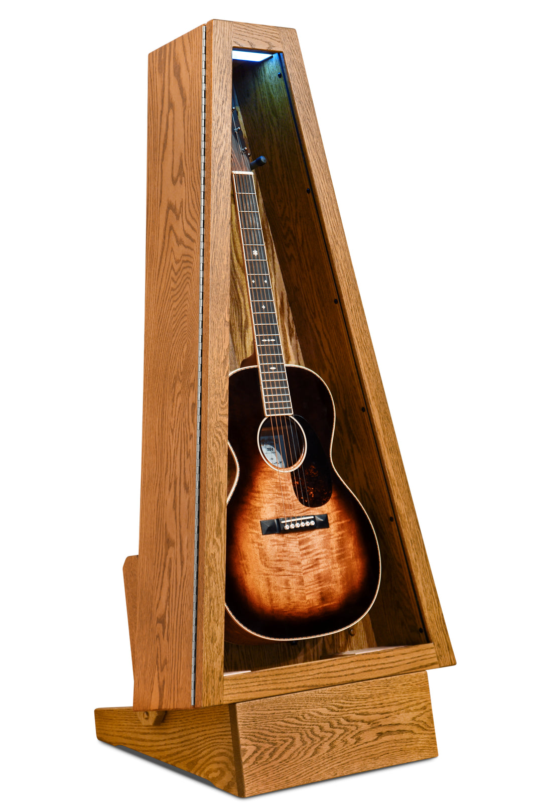 ClimaStand Triangle Humidor with Base - Red Oak with Golden Oak Stain