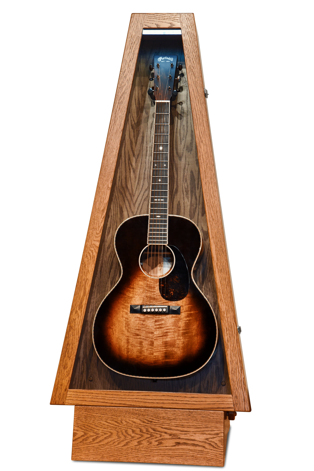 ClimaStand Triangle Humidor with Base - Red Oak with Golden Oak Stain