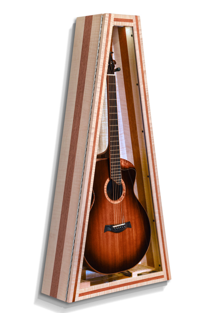 ClimaCase Triangle Humidor - Flamed Maple with Mahogany