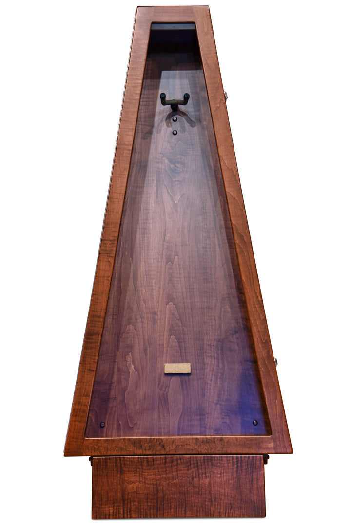 ClimaStand Glass Sided Triangle Humidor with Base - Flamed Maple with Acres Stain