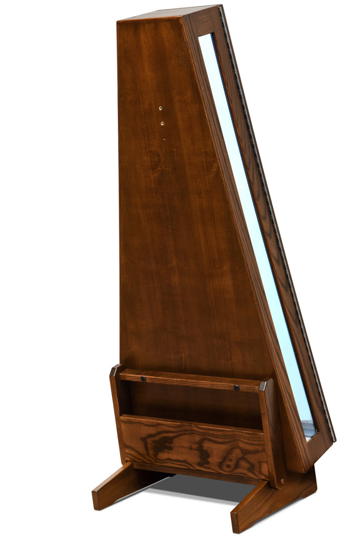 ClimaStand Glass Sided Triangle Humidor with Base - Northern White Ash with Coffee Stain