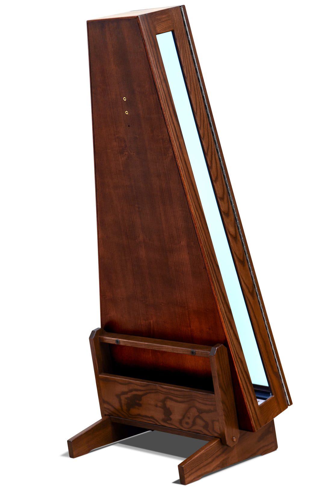 ClimaStand Glass Sided Triangle Humidor with Base - Northern White Ash with Coffee Stain