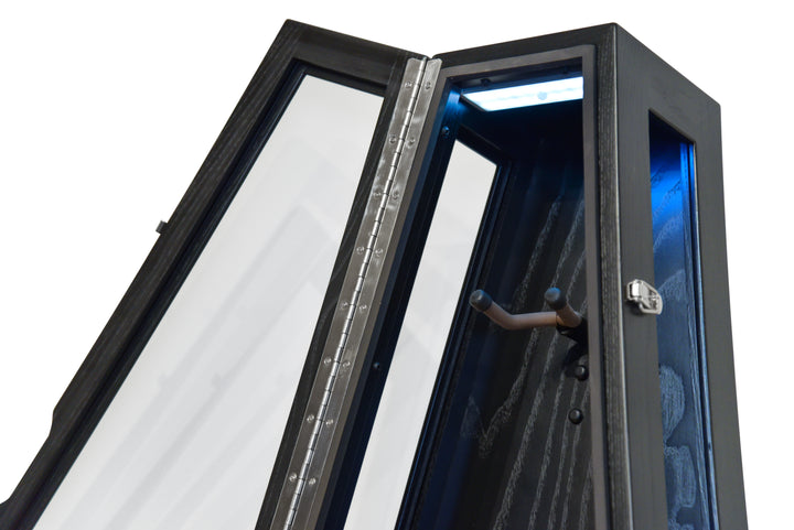 ClimaStand Glass Sided Triangle Humidor with Base - Northern White Ash with Piano Black