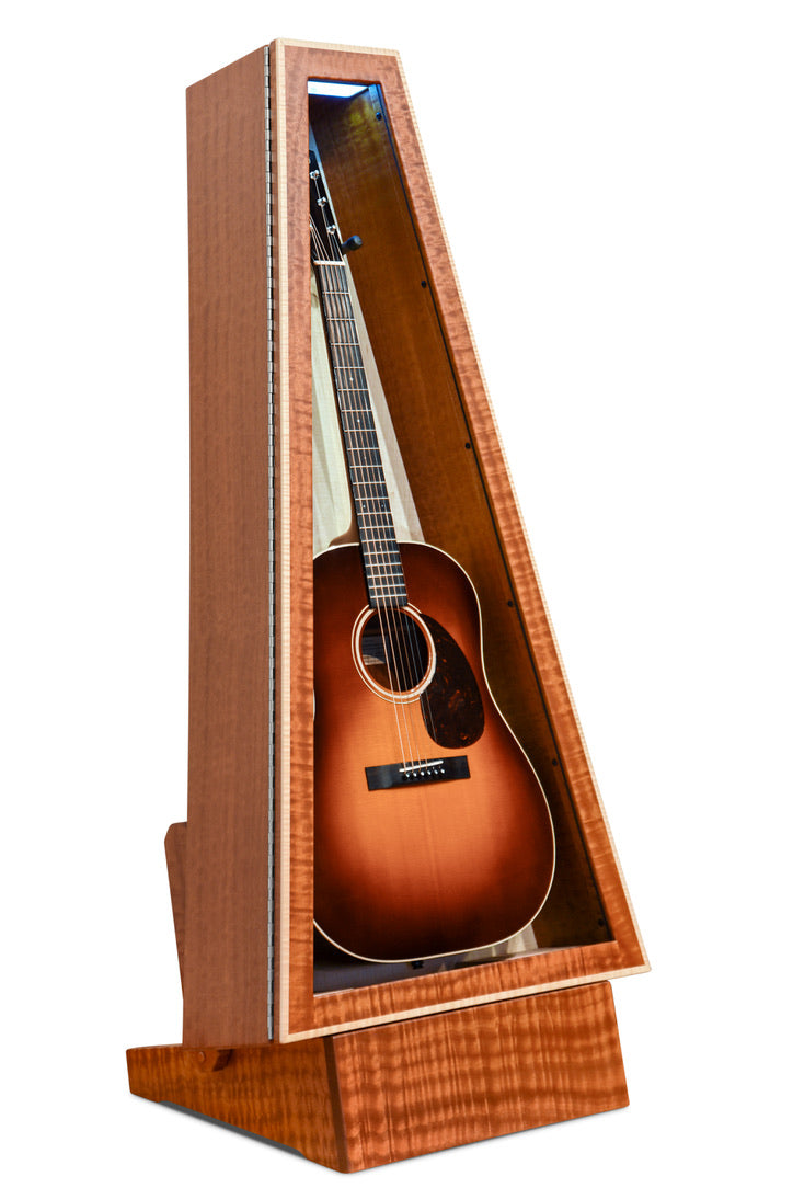 ClimaStand Triangle Humidor with Base - Sapele with Natural Flamed Maple Back