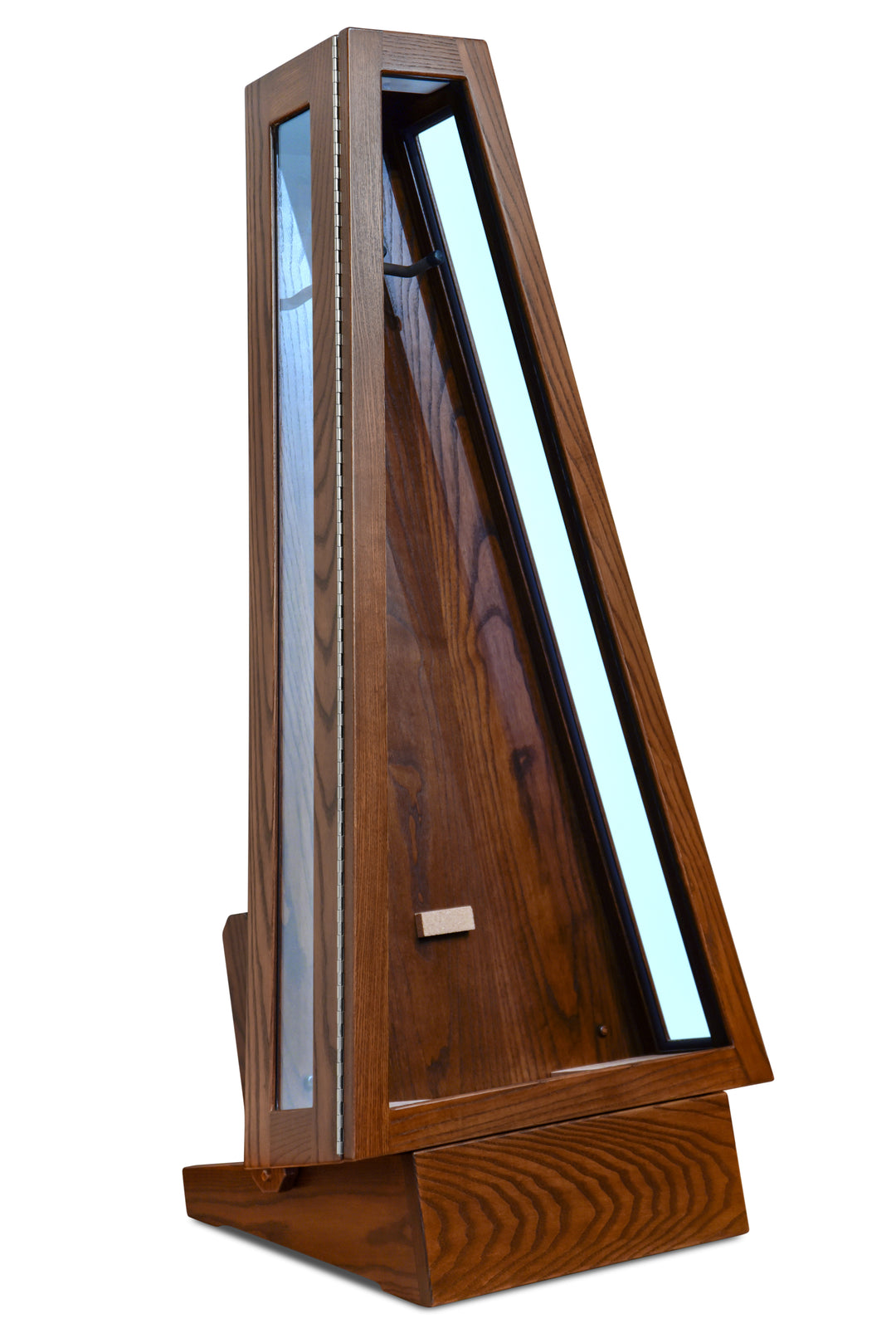 ClimaStand Glass Sided Triangle Humidor with Base - Northern White Ash with Coffee Stain