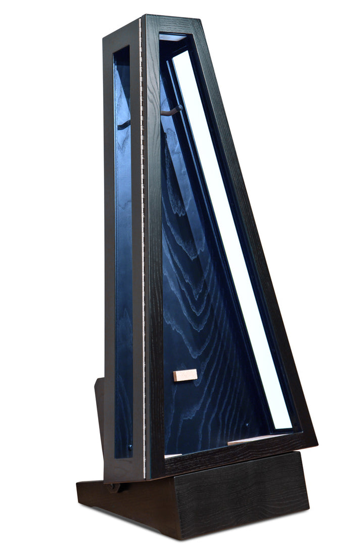 ClimaStand Glass Sided Triangle Humidor with Base - Northern White Ash with Piano Black