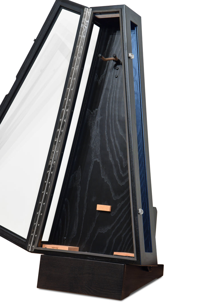 ClimaStand Glass Sided Triangle Humidor with Base - Northern White Ash with Piano Black