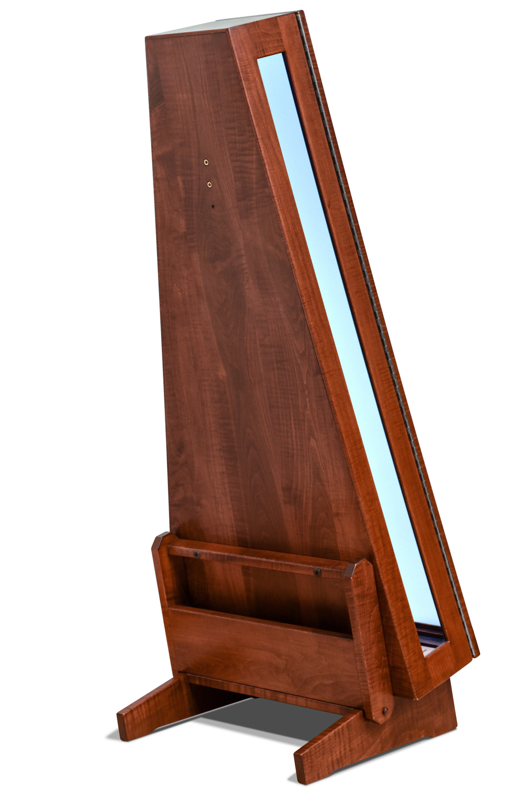 ClimaStand Glass Sided Triangle Humidor with Base - Flamed Maple with Acres Stain