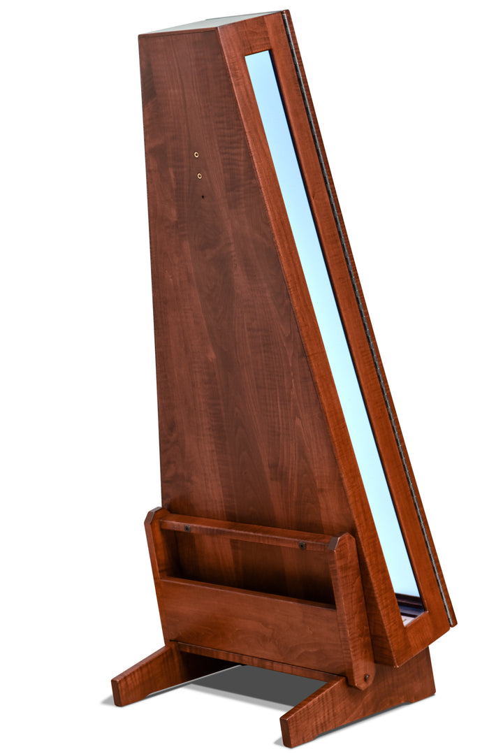 ClimaStand Glass Sided Triangle Humidor with Base - Flamed Maple with Acres Stain