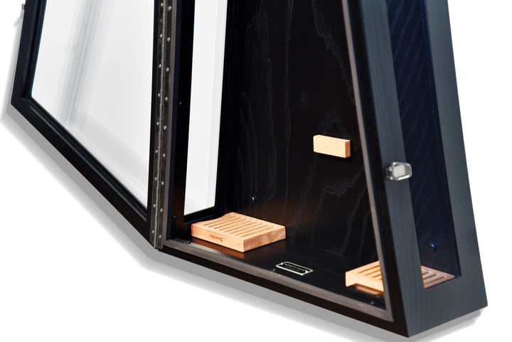 ClimaCase Glass Sided Triangle Humidor - Northern White Ash with Piano Black