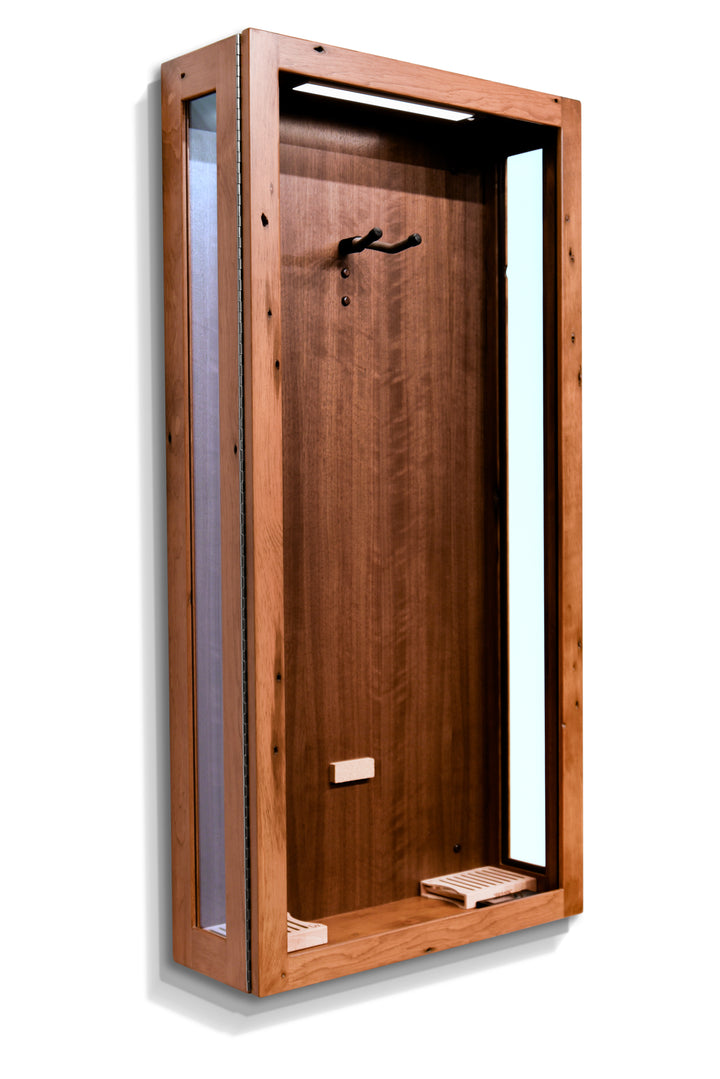 ClimaCase Glass Sided Rectangle Humidor - 300 Year Old Reclaimed Wood with Seely Stain and Walnut Back