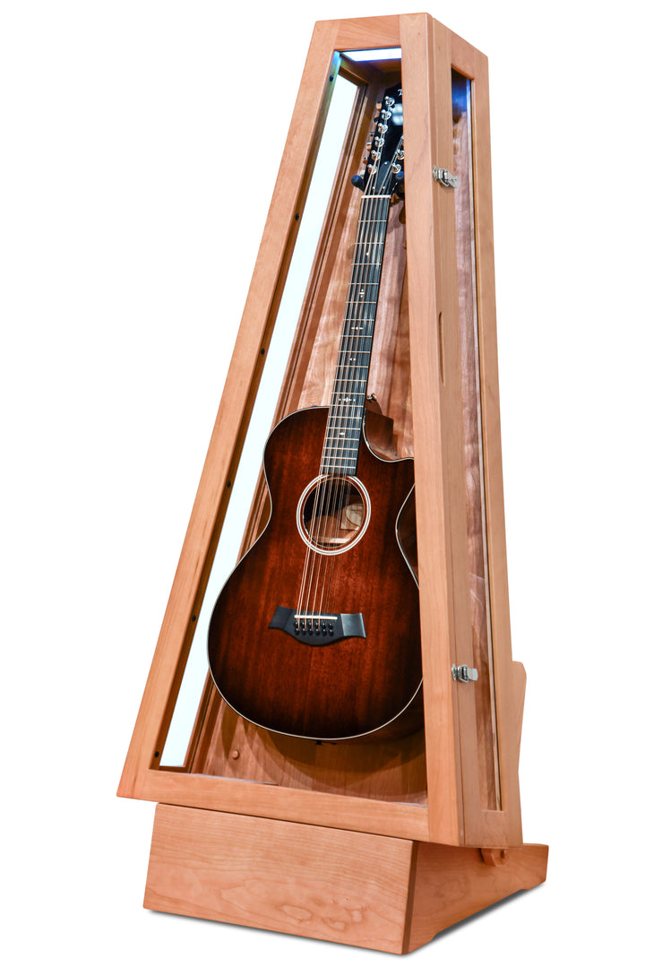 ClimaStand Glass Sided Triangle Humidor with Base - Cherry