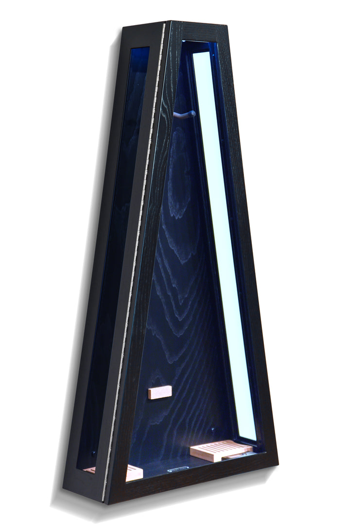 ClimaCase Glass Sided Triangle Humidor - Northern White Ash with Piano Black