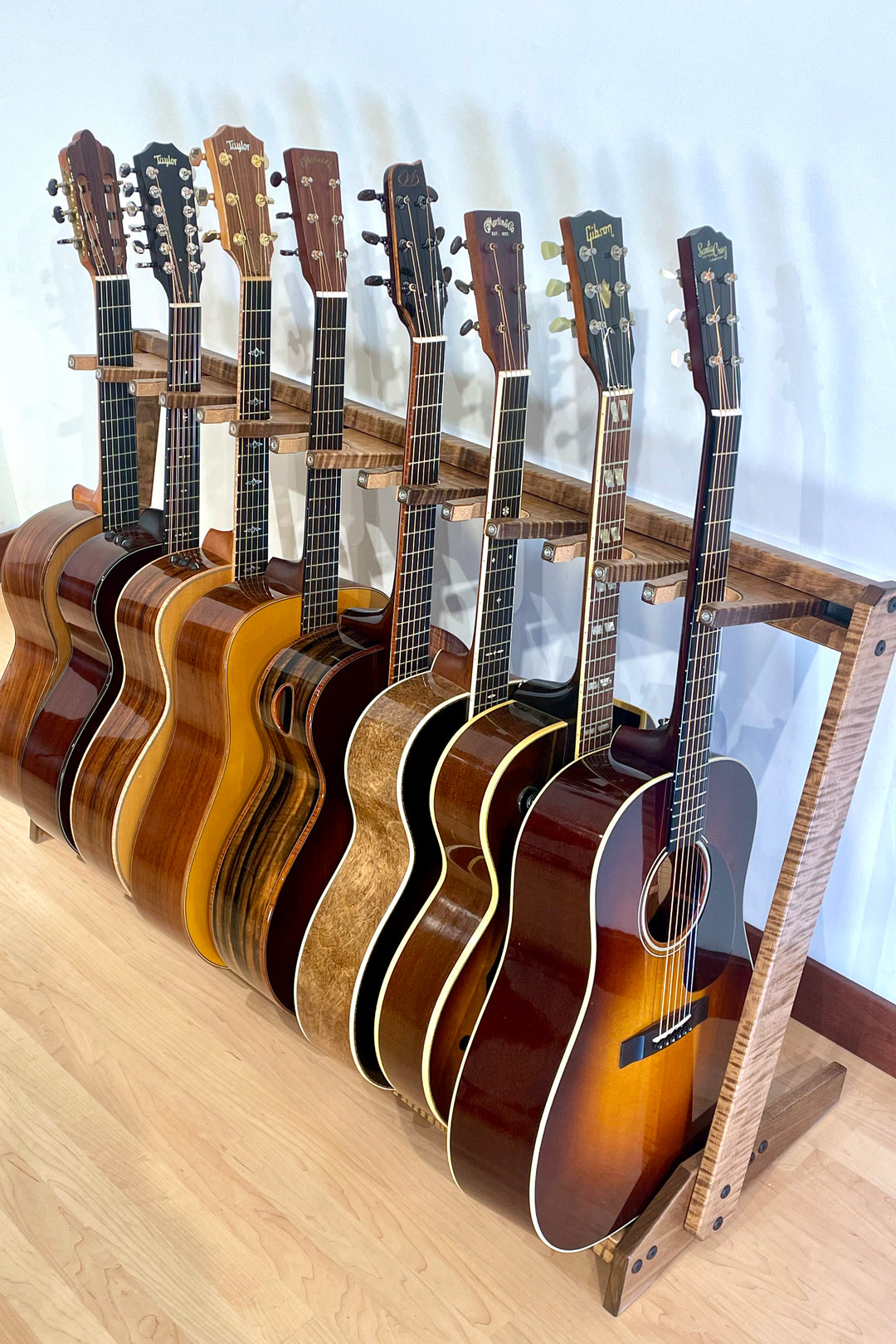 Antique String Rack Traditional StringRack - Flamed Maple - Provincial – Acoustic Remedy Cases