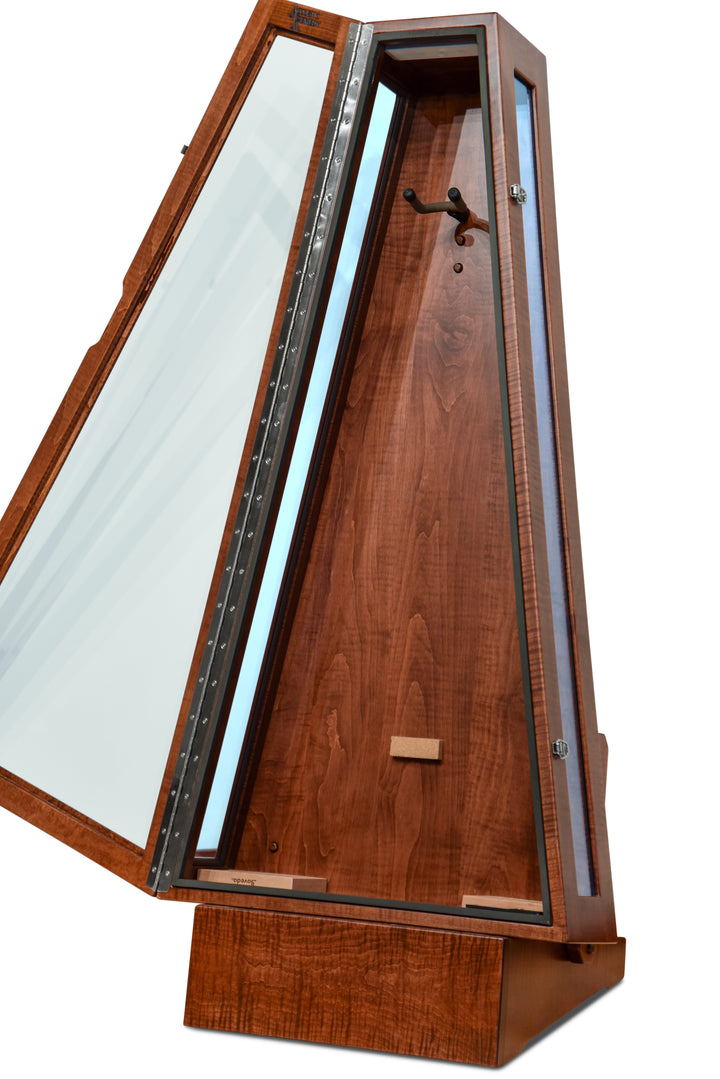 ClimaStand Glass Sided Triangle Humidor with Base - Flamed Maple with Acres Stain