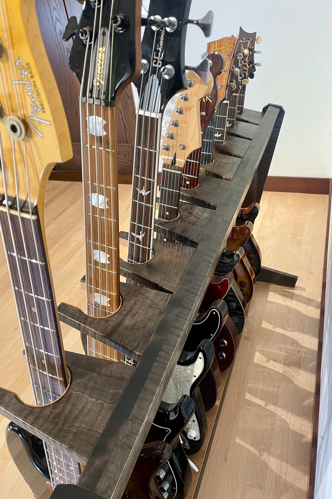 Antique String Rack Traditional StringRack - Flamed Maple - Charcoal – Acoustic Remedy Cases