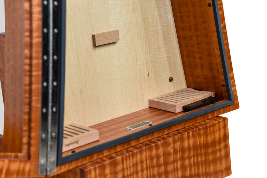 ClimaStand Triangle Humidor with Base - Sapele with Natural Flamed Maple Back