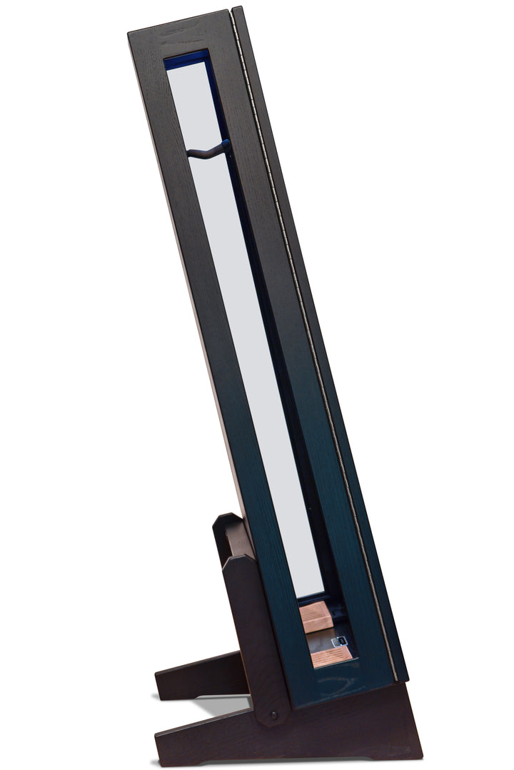 ClimaStand Glass Sided Triangle Humidor with Base - Northern White Ash with Piano Black