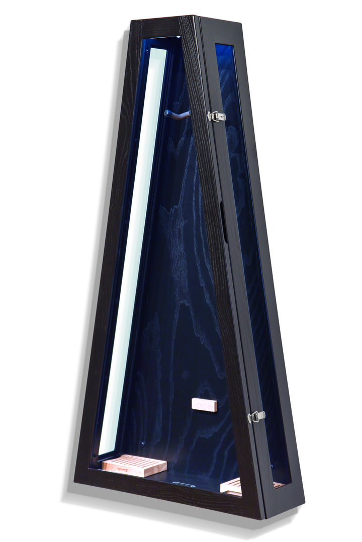 ClimaCase Glass Sided Triangle Humidor - Northern White Ash with Piano Black