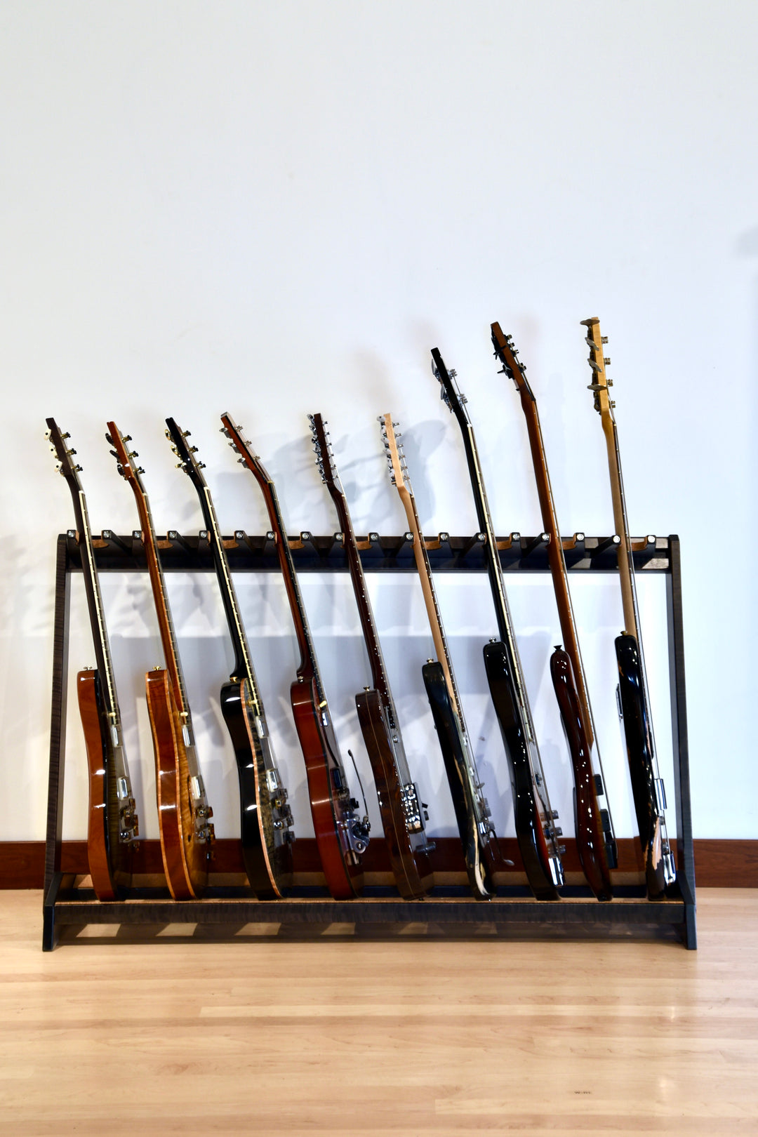 Antique String Rack Traditional StringRack - Flamed Maple - Charcoal – Acoustic Remedy Cases