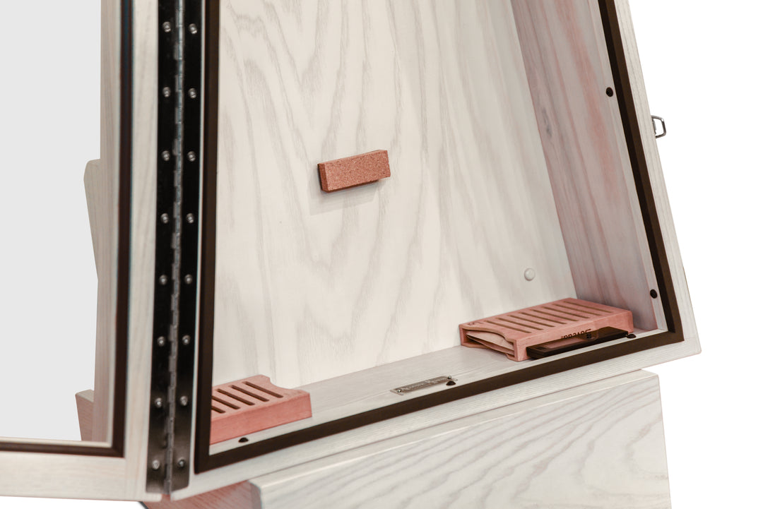 ClimaStand Triangle Humidor with Base - Northern White Ash with White Wash Stain