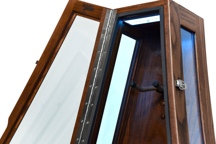ClimaStand Glass Sided Triangle Humidor with Base - Northern White Ash with Coffee Stain