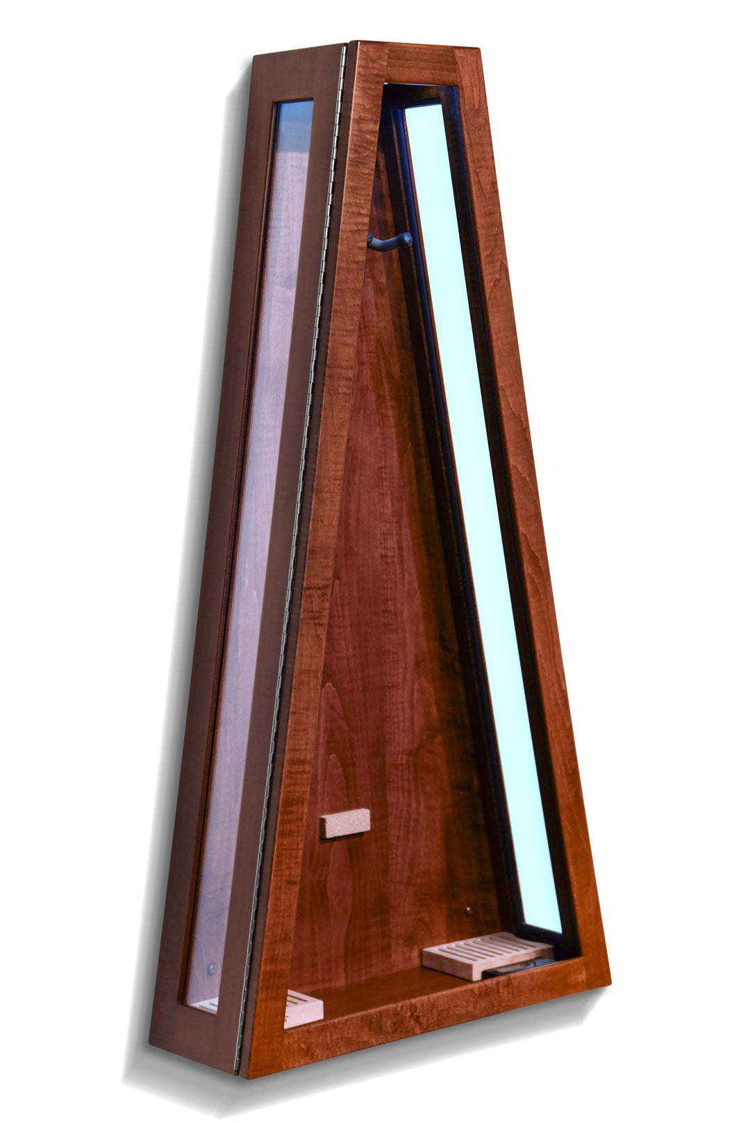 ClimaCase Glass Sided Triangle Humidor - Flamed Maple with Acres Stain