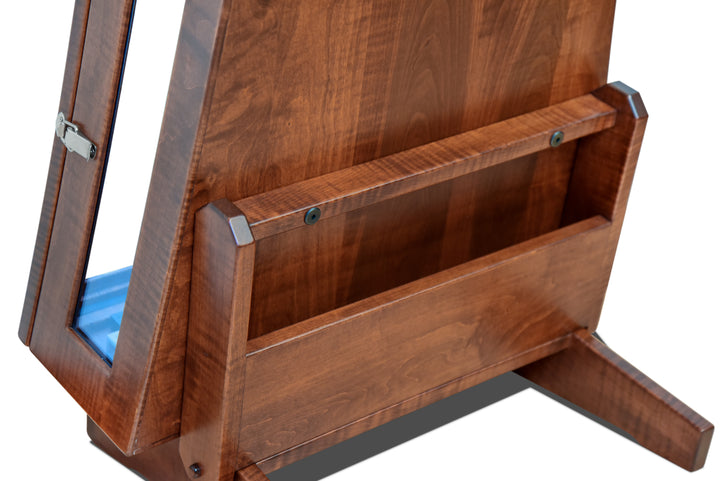 ClimaStand Glass Sided Triangle Humidor with Base - Flamed Maple with Acres Stain