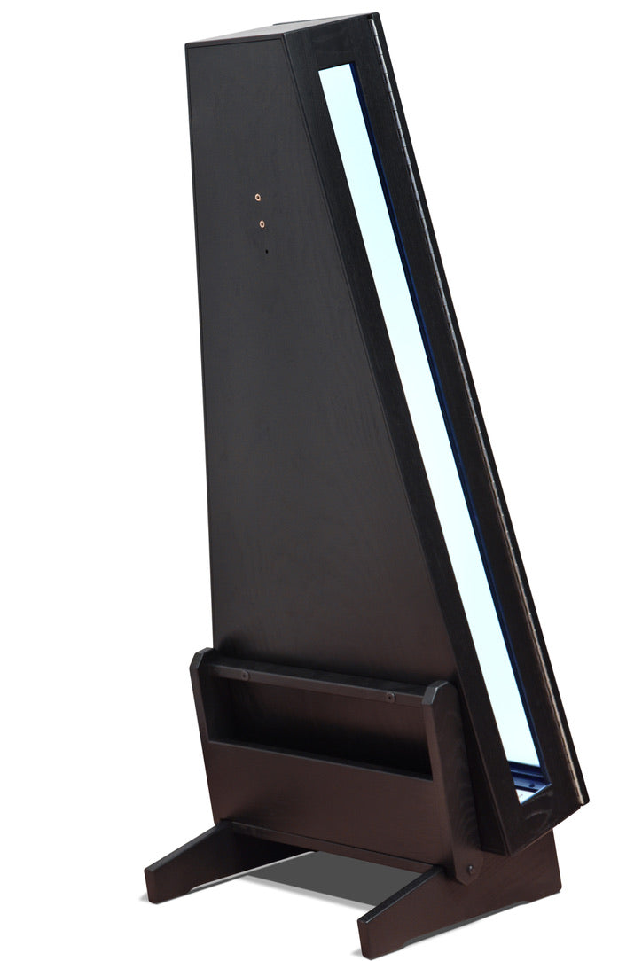 ClimaStand Glass Sided Triangle Humidor with Base - Northern White Ash with Piano Black