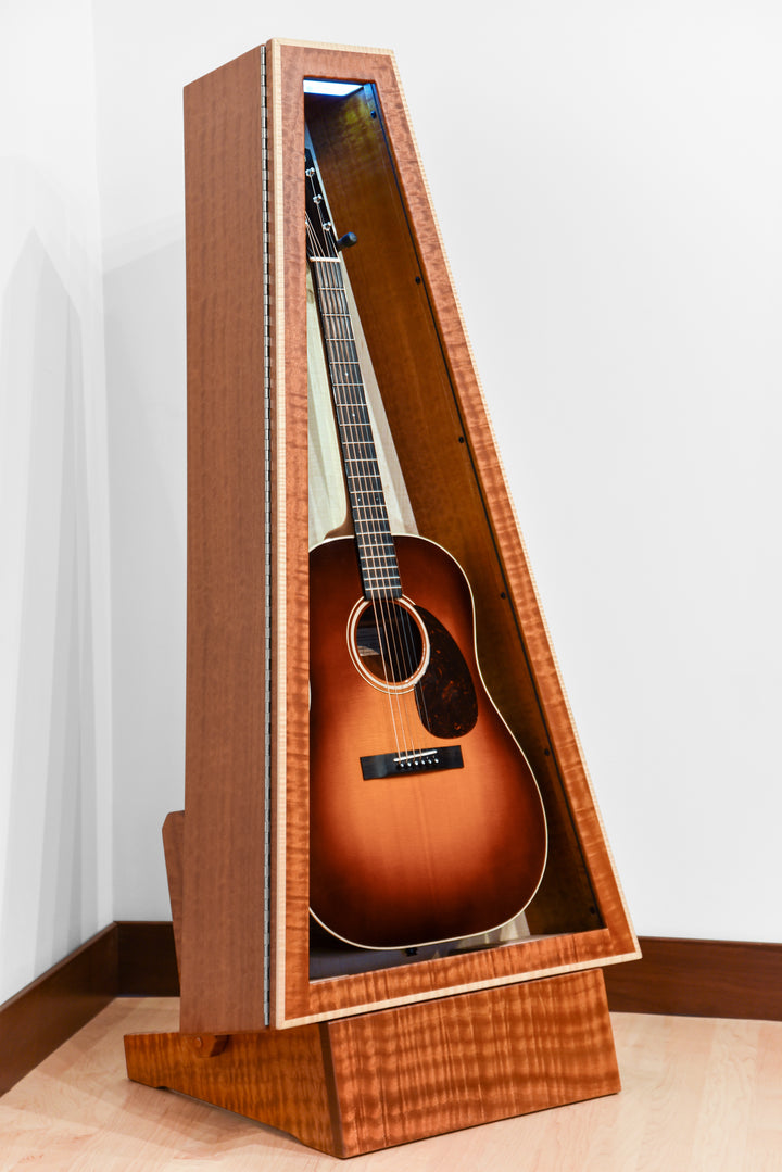 ClimaStand Triangle Humidor with Base - Sapele with Natural Flamed Maple Back