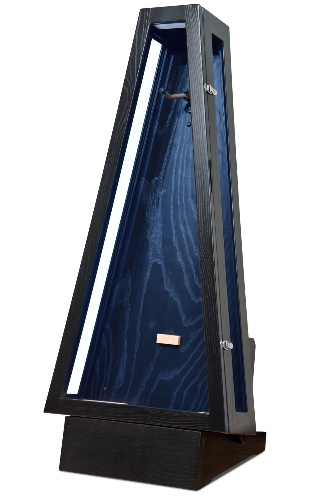 ClimaStand Glass Sided Triangle Humidor with Base - Northern White Ash with Piano Black