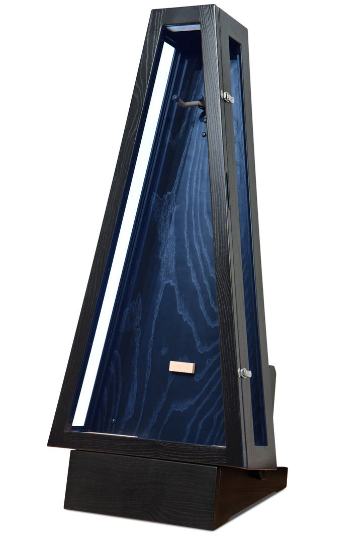 ClimaStand Glass Sided Triangle Humidor with Base - Northern White Ash with Piano Black