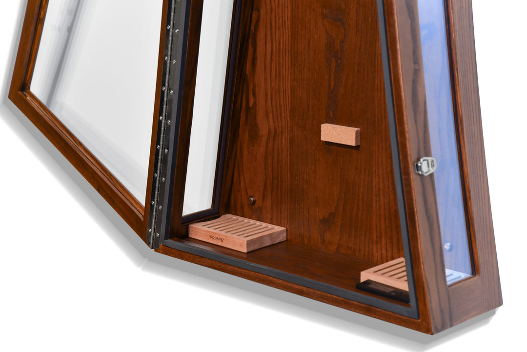 ClimaCase Glass Sided Triangle Humidor - Northern White Ash with Coffee Stain