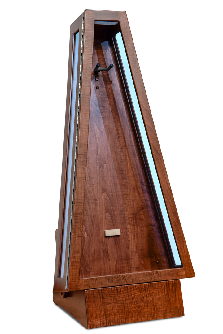 ClimaStand Glass Sided Triangle Humidor with Base - Flamed Maple with Acres Stain