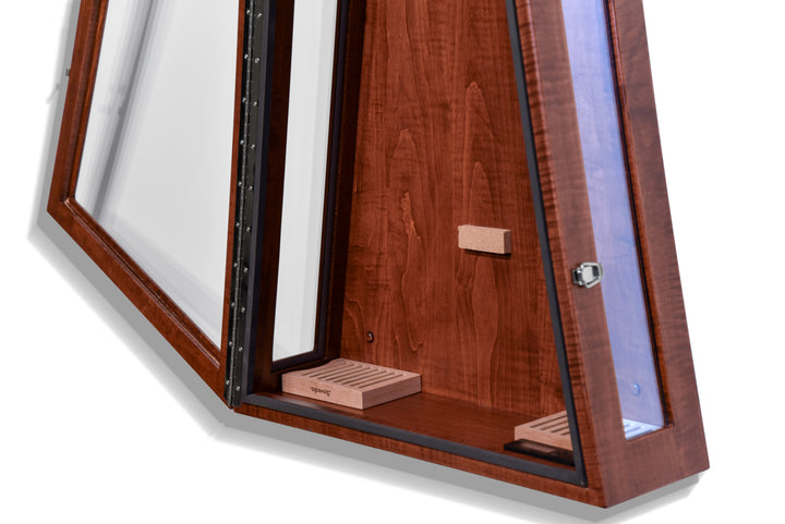 ClimaCase Glass Sided Triangle Humidor - Flamed Maple with Acres Stain