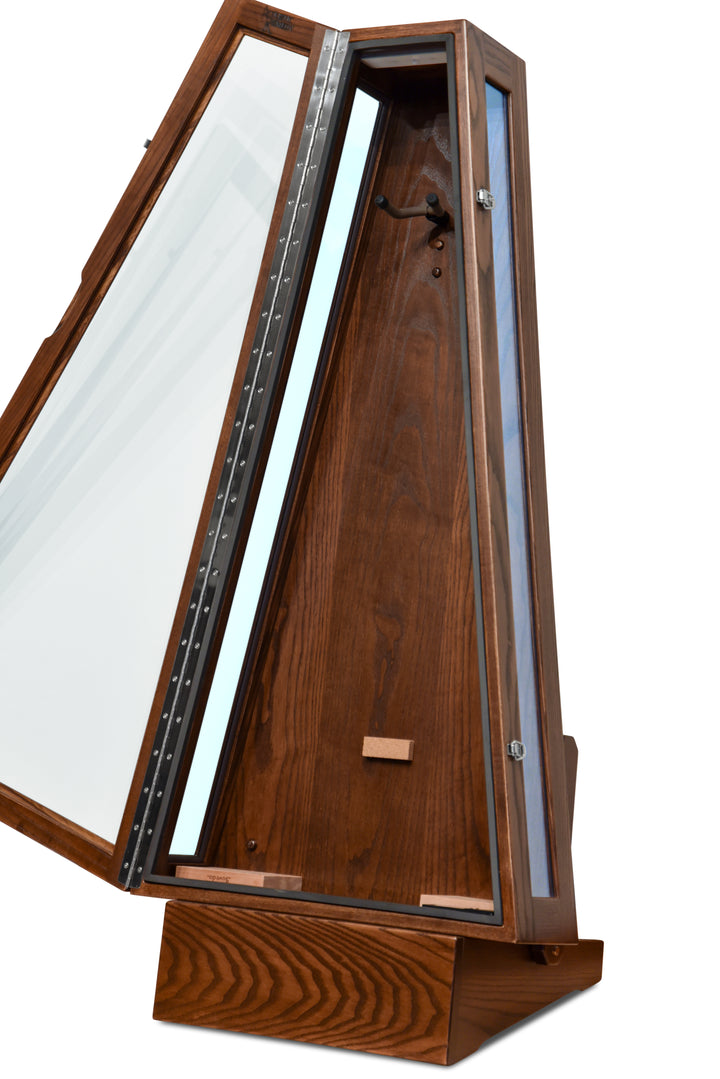 ClimaStand Glass Sided Triangle Humidor with Base - Northern White Ash with Coffee Stain