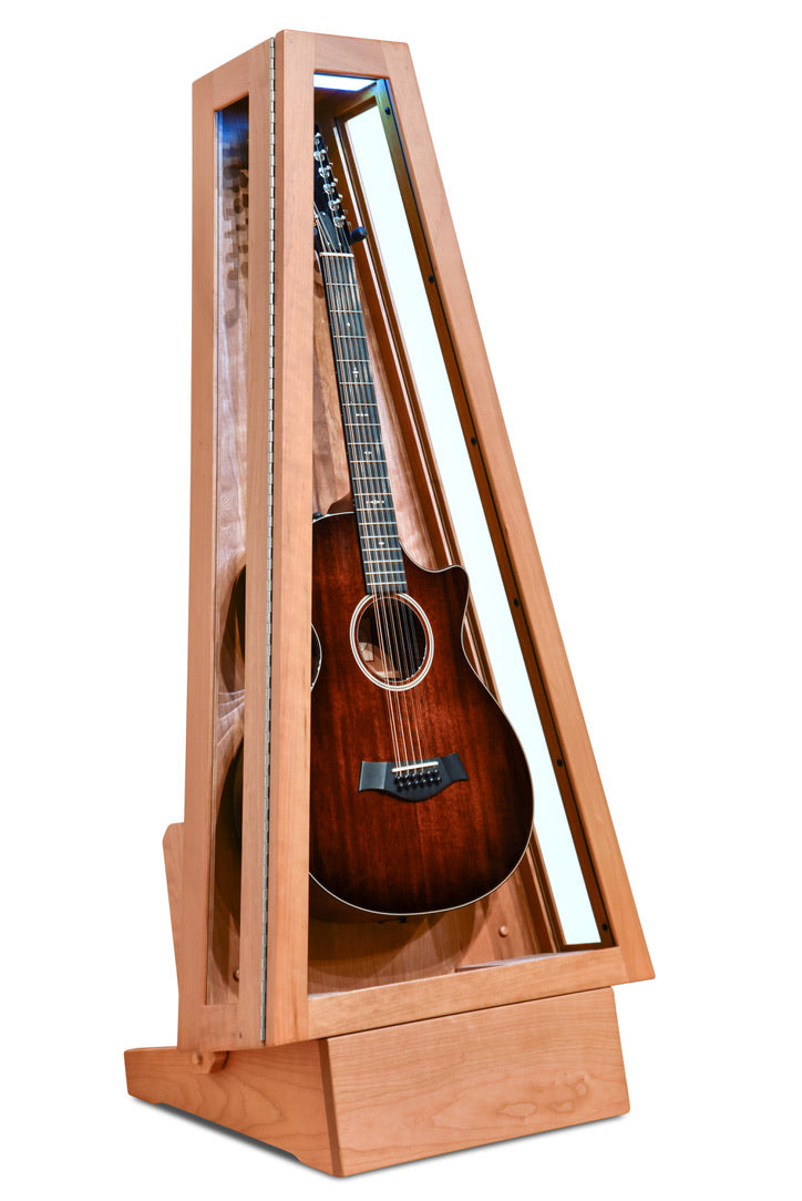 ClimaStand Glass Sided Triangle Humidor with Base - Cherry