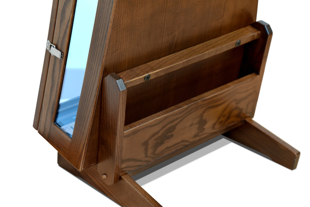 ClimaStand Glass Sided Triangle Humidor with Base - Northern White Ash with Coffee Stain