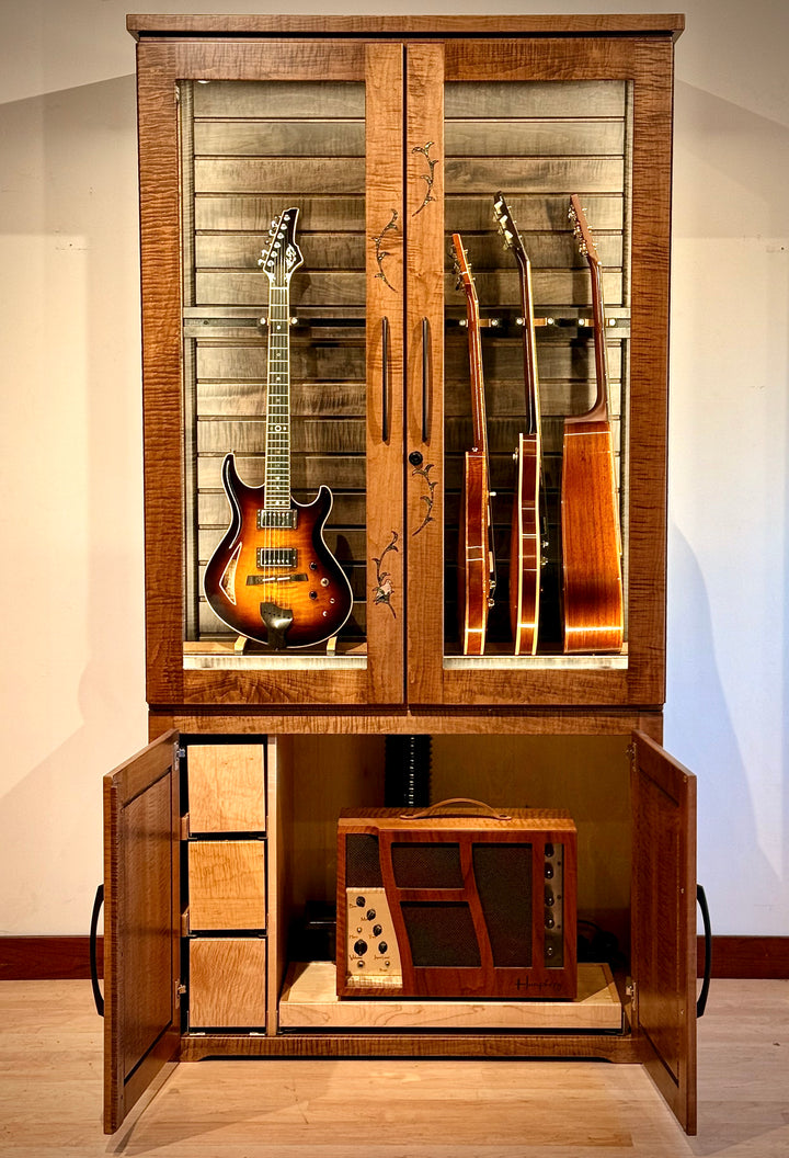 Custom ClimaCab Petite+ | Flame Maple with Medium Stain and Slat Wall with Charcoal Stain