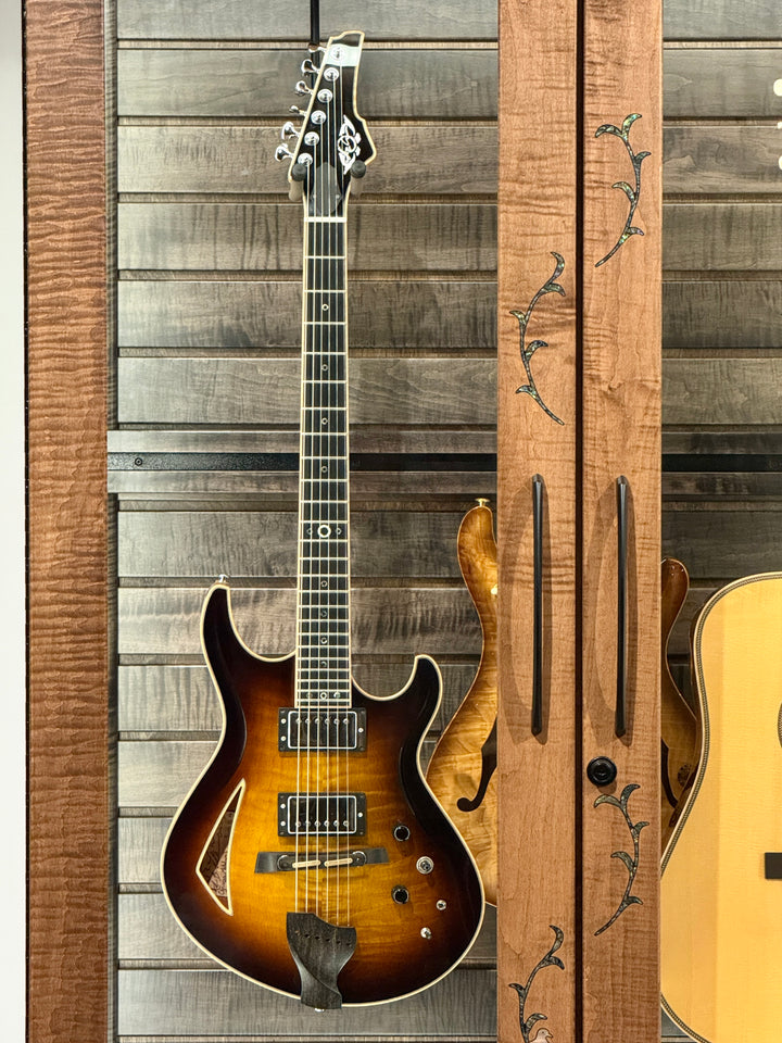 Custom ClimaCab Petite+ | Flame Maple with Medium Stain and Slat Wall with Charcoal Stain