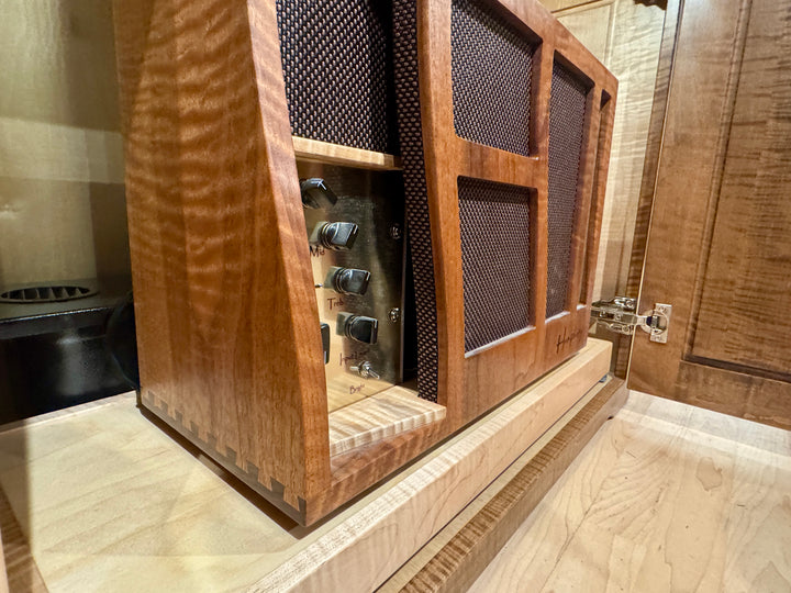 Custom ClimaCab Petite+ | Flame Maple with Medium Stain and Slat Wall with Charcoal Stain