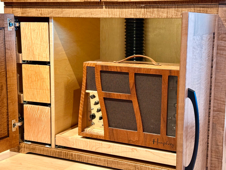 Custom ClimaCab Petite+ | Flame Maple with Medium Stain and Slat Wall with Charcoal Stain