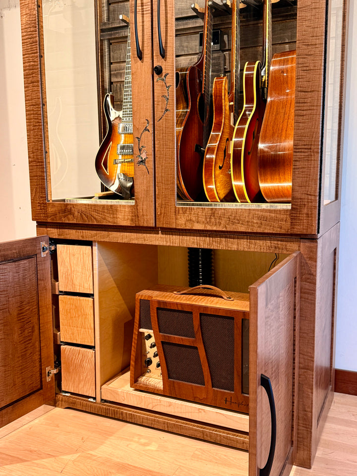 Custom ClimaCab Petite+ | Flame Maple with Medium Stain and Slat Wall with Charcoal Stain