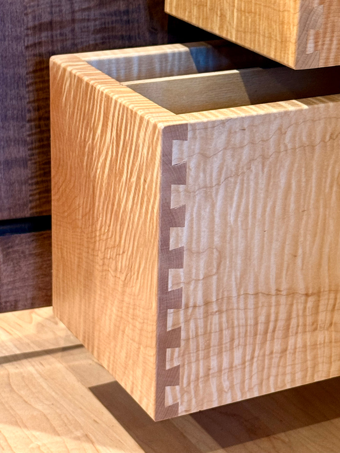 Custom ClimaCab Petite+ | Flame Maple with Medium Stain and Slat Wall with Charcoal Stain