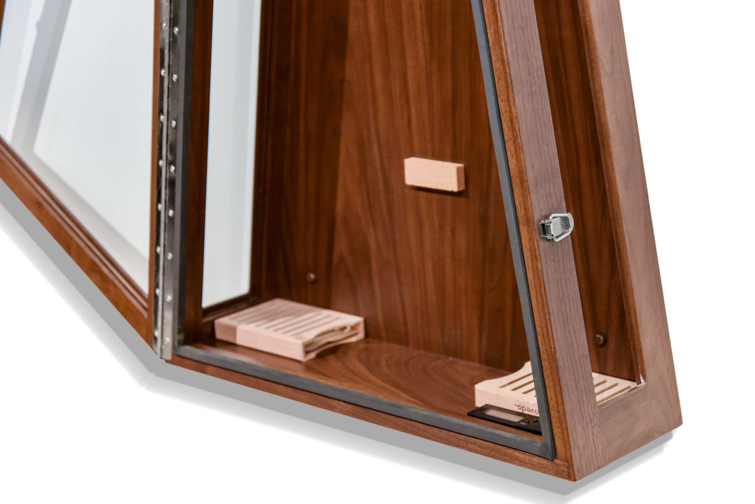 ClimaCase Glass Sided Triangle Humidor in Walnut