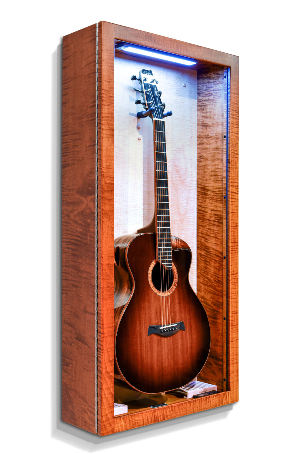 ClimaCase Rectangle Humidor in Flamed Maple with Michaels Stain and Natural Flamed Maple Back