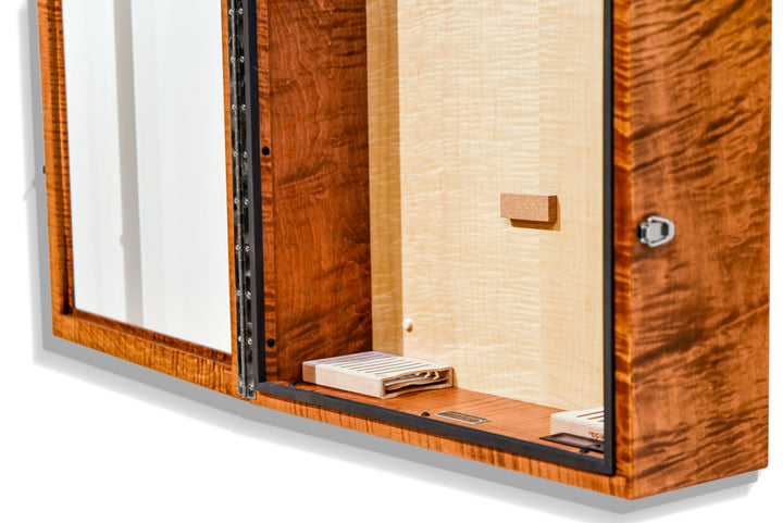 ClimaCase Rectangle Humidor in Flamed Maple with Michaels Stain and Natural Flamed Maple Back