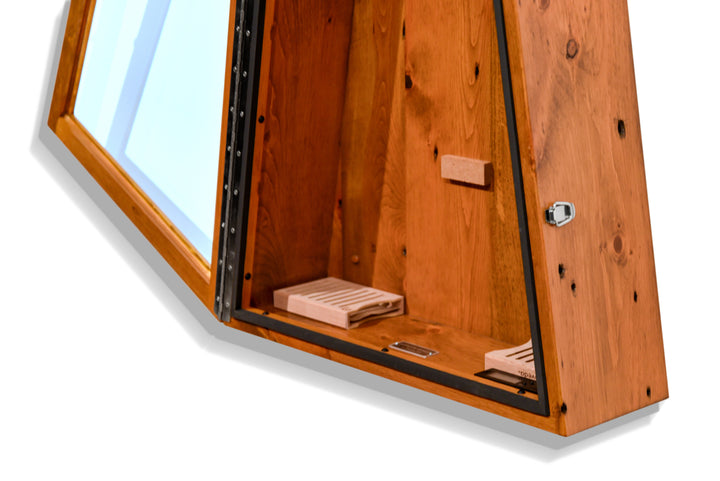 ClimaCase Triangle Humidor in 300 Year Old Reclaimed Wood with Seely Stain