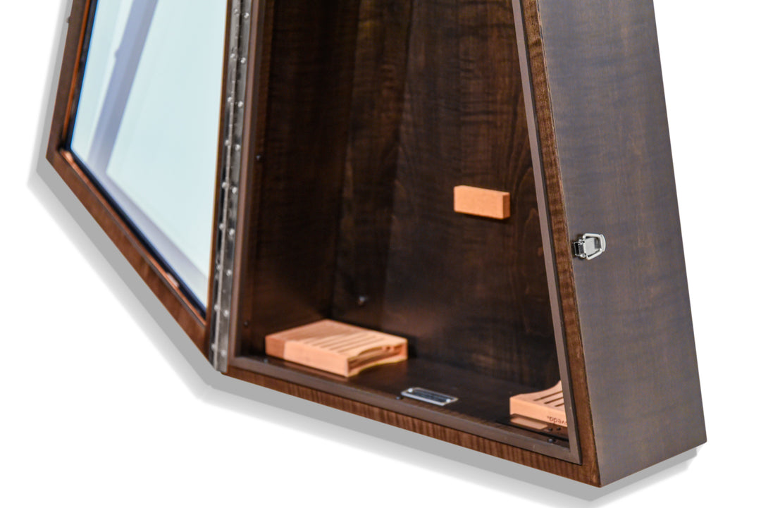 ClimaCase Triangle Humidor in Flamed Maple with Ebony Stain
