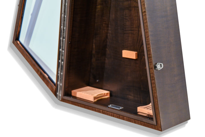 ClimaCase Triangle Humidor in Flamed Maple with Ebony Stain